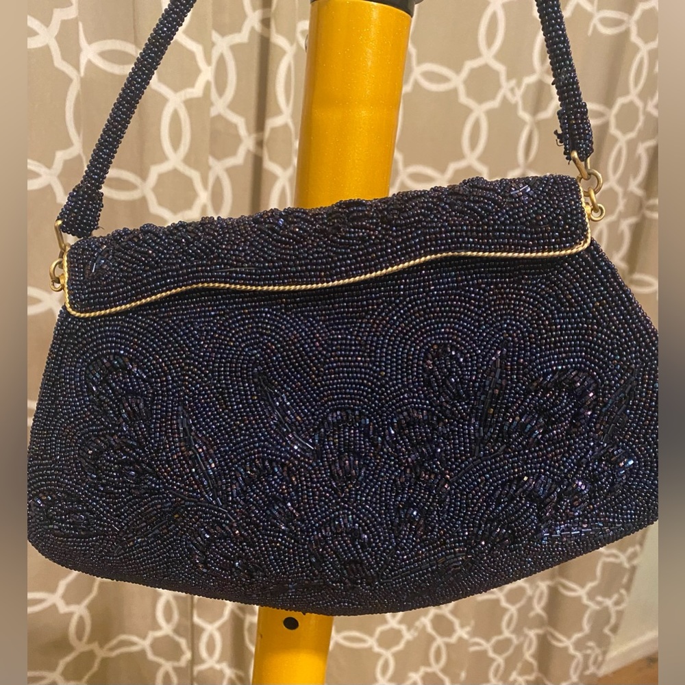 Josef Midnight Blue Hand Beaded Clutch